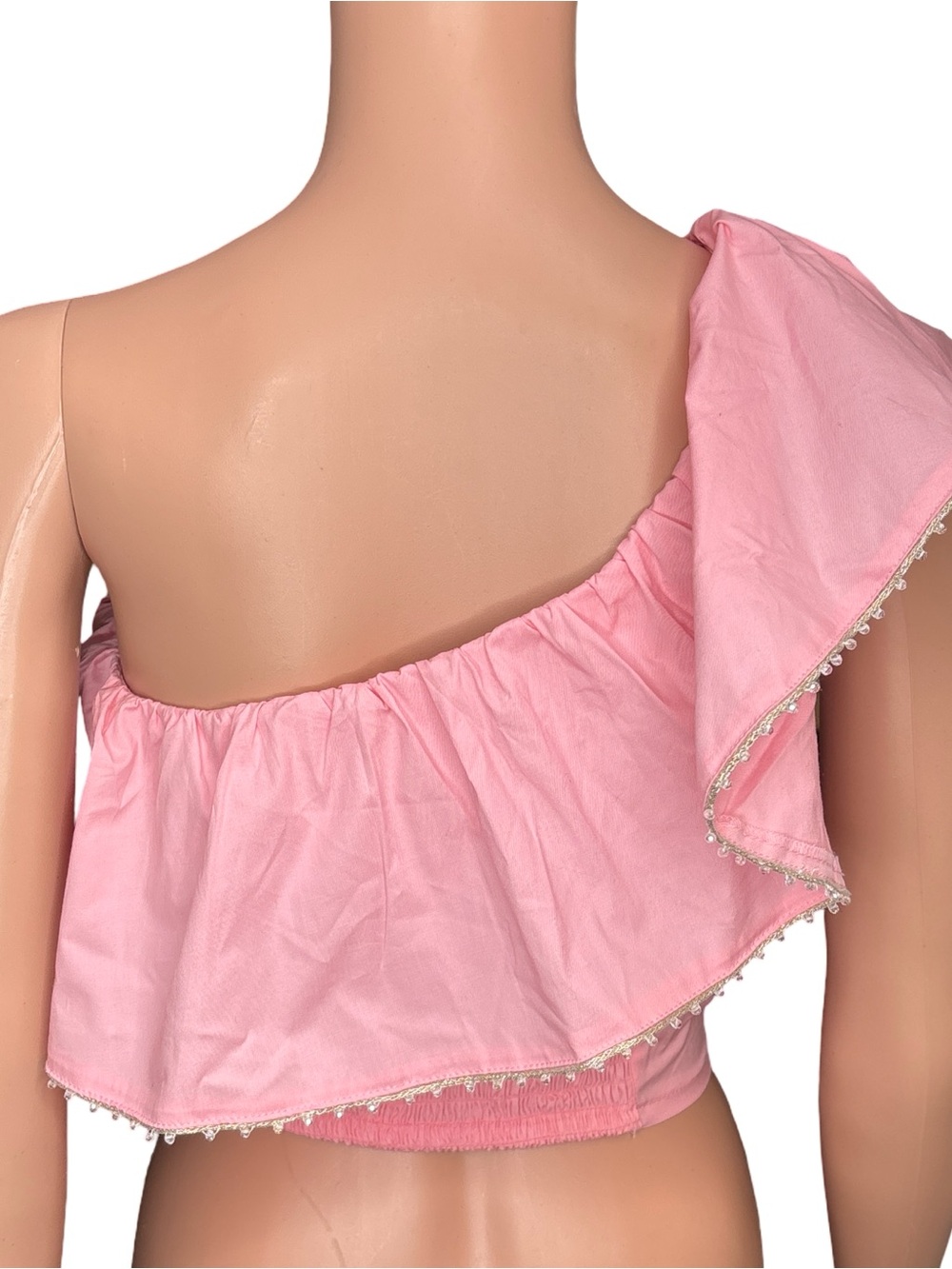 Wildfox Blush One-Shoulder Ruffle Crop Top Medium NWT - Picture 5 of 9